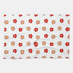 Retro Blumendesign in weißer und weißer Blume Geschirrtuch