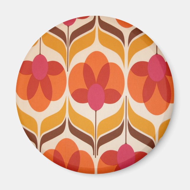 Retro-Blumendesign Magnet (Vorne)
