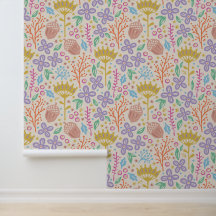 Retro Blumendesign mit Blume und Früchten. Wand