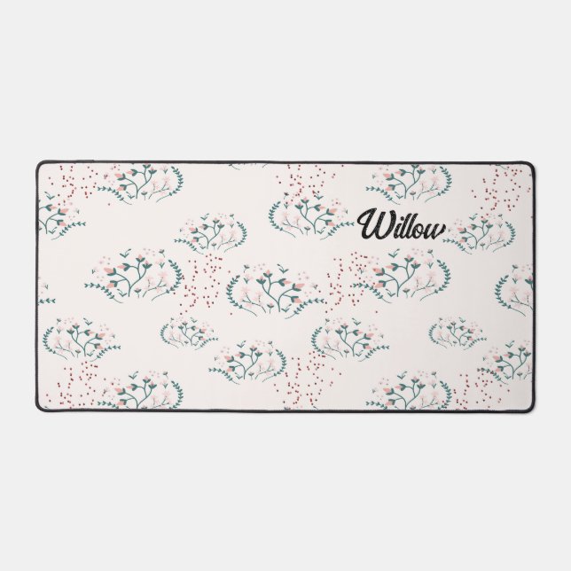 Retro-Blumendesign mit Imitate Blue Glitzer Schreibtischunterlage (Vorderseite)
