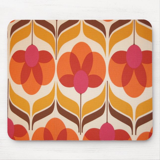 Retro-Blumendesign Mousepad (Vorne)