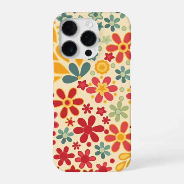 Retro.  Blumenelemente iPhone 16 Pro Hülle (Rückseite)