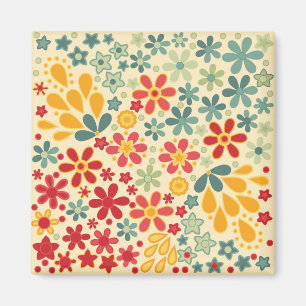 Retro.  Blumenelemente Magnet