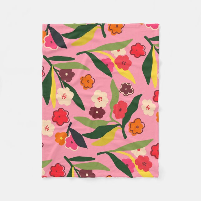 Retro-Blumenfelder Fleecedecke (Vorderseite)