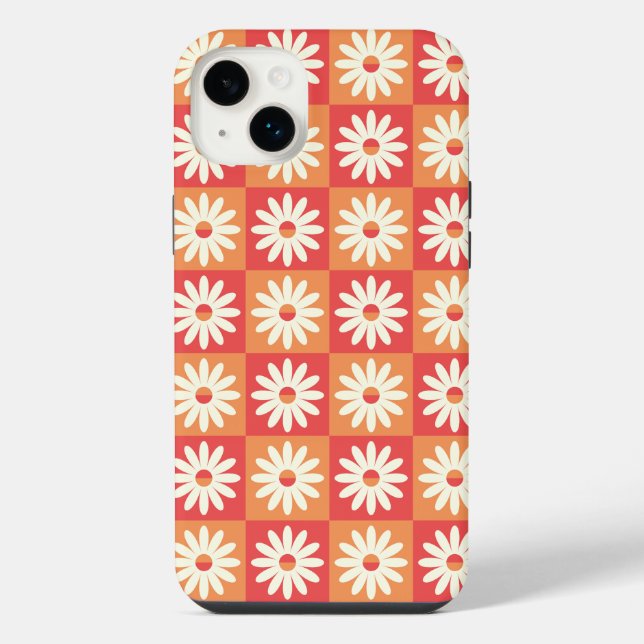 Retro-Blumenfusion iPhone 14 Plus Hülle (Rückseite)