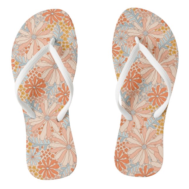 Retro-Blumengarten-Muster Flip Flops (Fußbett)