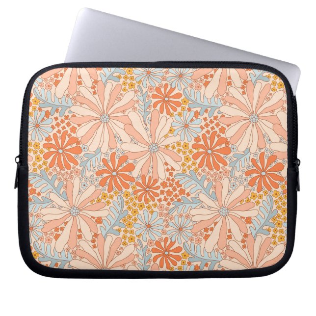 Retro-Blumengarten-Muster Laptopschutzhülle (Vorderseite)