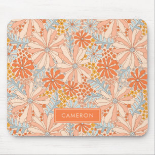 Retro-Blumengarten-Muster Mousepad