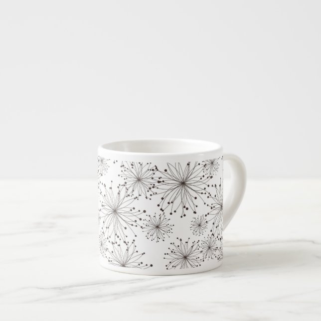 Retro Blumenhintergrund Espressotasse (Vorderseite Rechts)