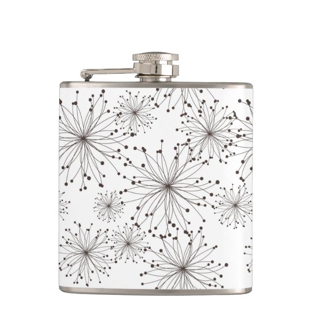 Retro Blumenhintergrund Flachmann (Vorderseite)