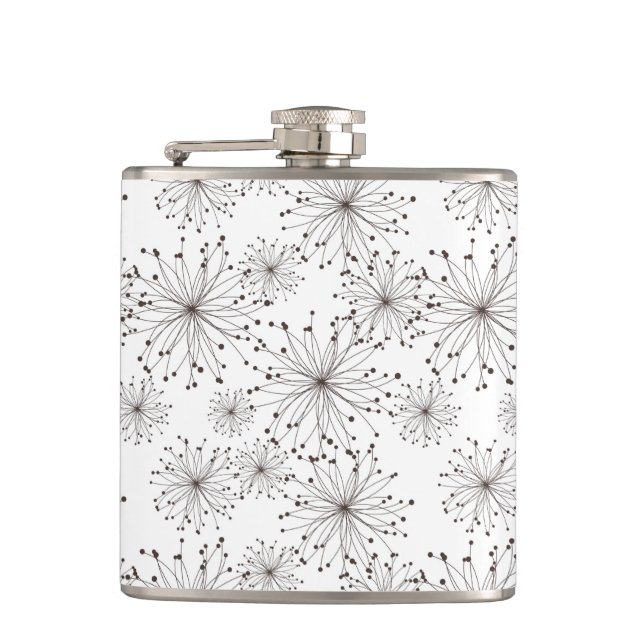 Retro Blumenhintergrund Flachmann (Vorderseite)