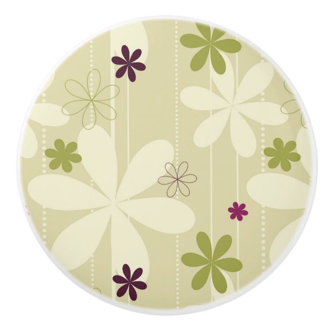 Retro Blumenhintergrund Keramikknauf (Vorderseite)
