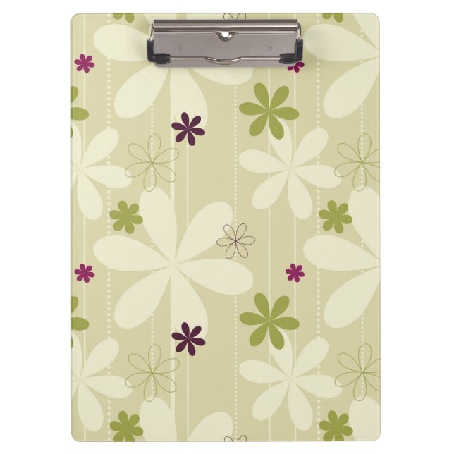 Retro Blumenhintergrund Klemmbrett (Vorderseite)