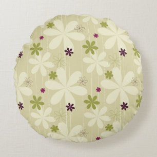 Retro Blumenhintergrund Rundes Kissen