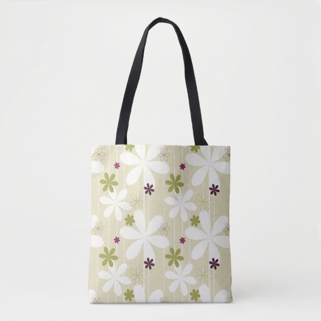 Retro Blumenhintergrund Tasche (Vorderseite)