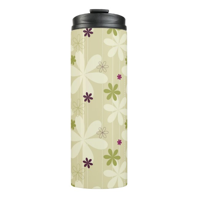 Retro Blumenhintergrund Thermosbecher (Vorderseite)