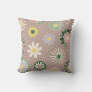 Retro-Blumenkissen in Pastellfarben Beige Kissen