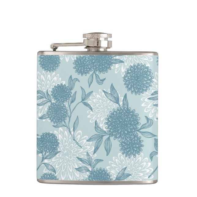 Retro Blumenmuster 2 2 Flachmann (Vorderseite)