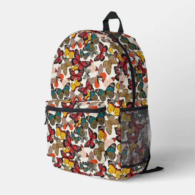 Retro-Blumenmuster 2 Bedruckter Rucksack (Rückseitige Ecke Rechts)