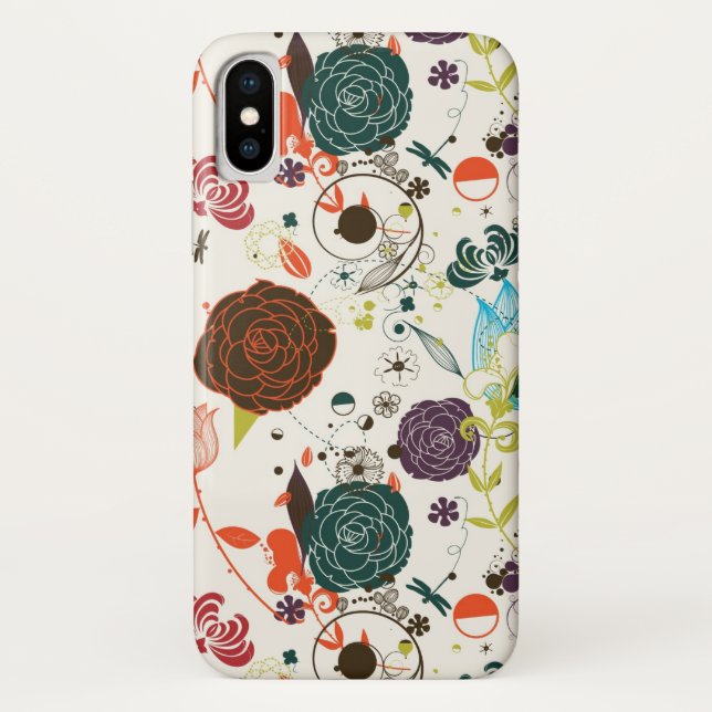 Retro Blumenmuster 2 Case-Mate iPhone Hülle (Rückseite)