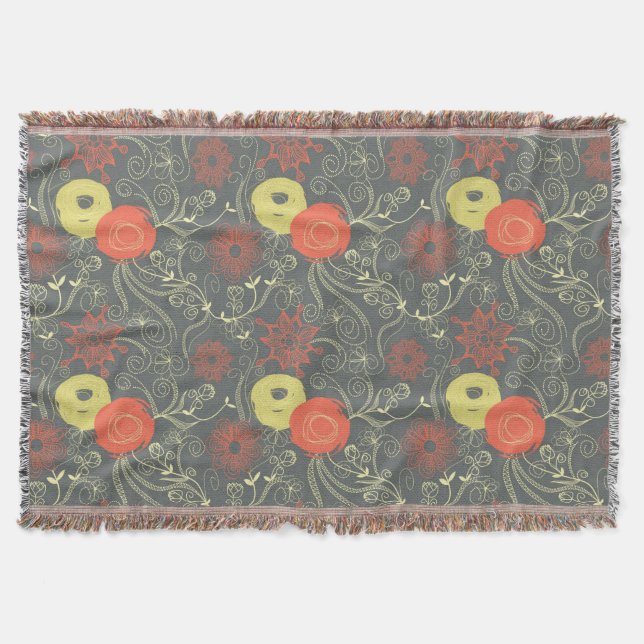 Retro Blumenmuster 2 Decke (Vorderseite)