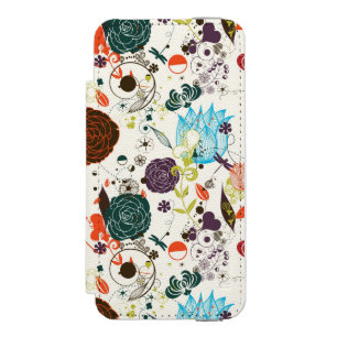 Retro Blumenmuster 2 Incipio Watson™ iPhone 5 Geldbörsen Hülle