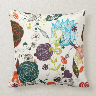 Retro Blumenmuster 2 Kissen