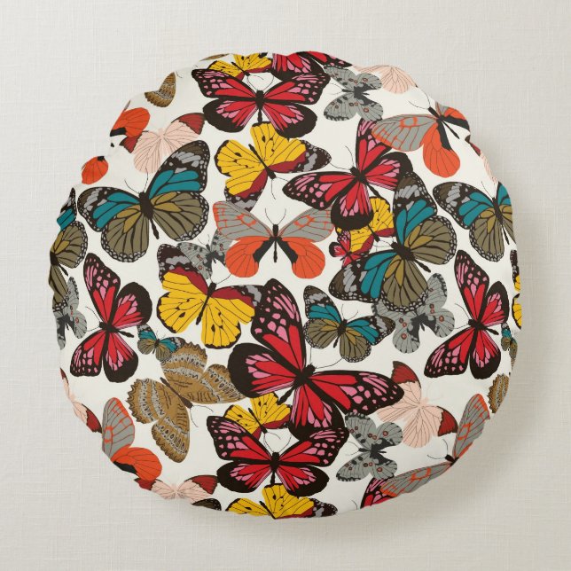 Retro Blumenmuster 2 Rundes Kissen (Vorderseite)