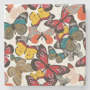 Retro Blumenmuster 2 Steinuntersetzer