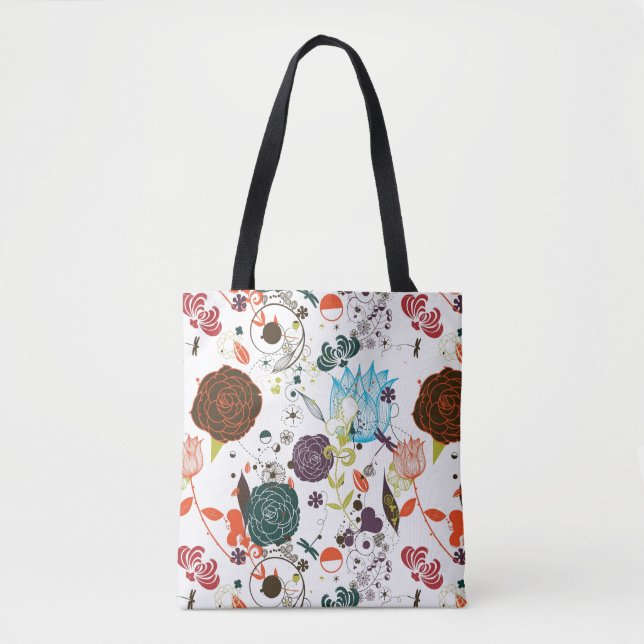 Retro-Blumenmuster 2 Tasche (Vorderseite)