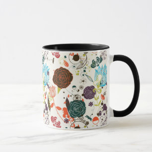Retro Blumenmuster 2 Tasse