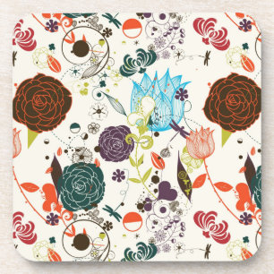 Retro Blumenmuster 2 Untersetzer