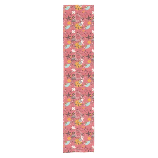 Retro Blumenmuster 6 Kurzer Tischläufer (Vorderseite)