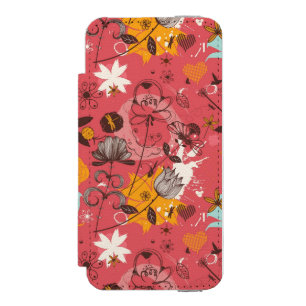 Retro Blumenmuster 7 Incipio Watson™ iPhone 5 Geldbörsen Hülle