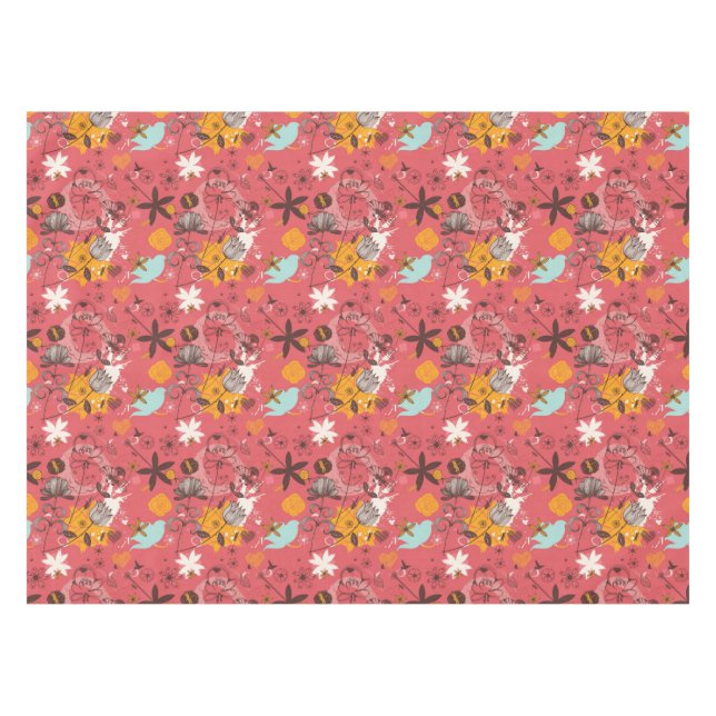 Retro Blumenmuster 7 Tischdecke (Vorderseite (Horizontal))