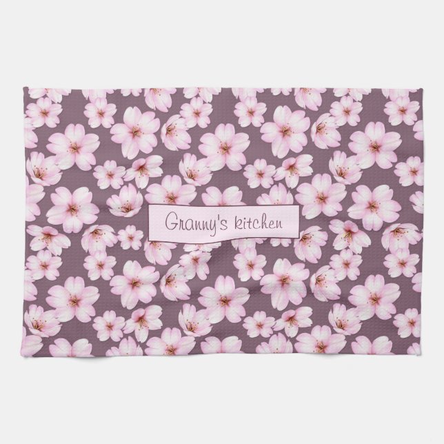 Retro Blumenmuster. Die Küche der Oma Geschirrtuch (Horizontal)