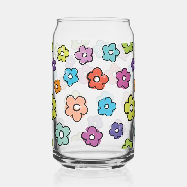 Retro-Blumenmuster  Dosenglas (Vorderseite)