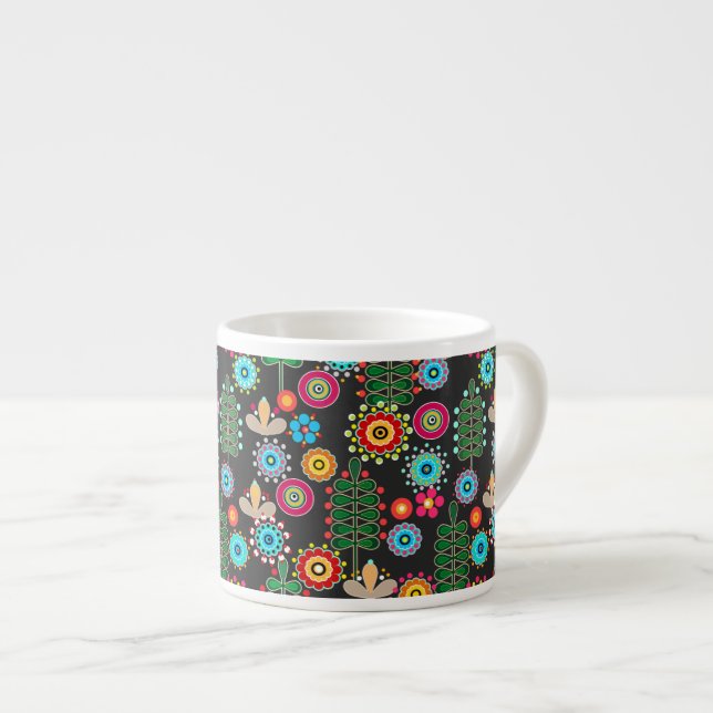 Retro, Blumenmuster Espressotasse (Vorderseite Rechts)