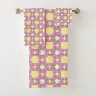 Retro-Blumenmuster geometrisch Badhandtuch Set