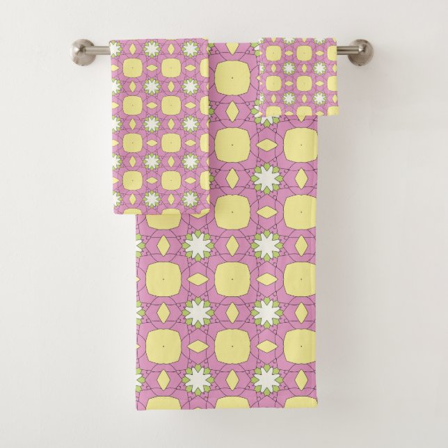 Retro-Blumenmuster geometrisch Badhandtuch Set (Insitu)