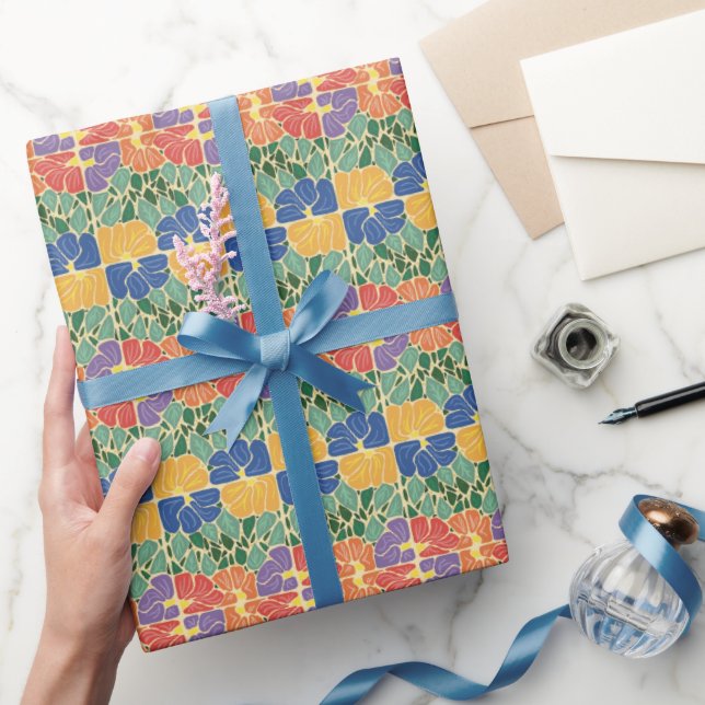 Retro-Blumenmuster Geschenkpapier (Schenken)