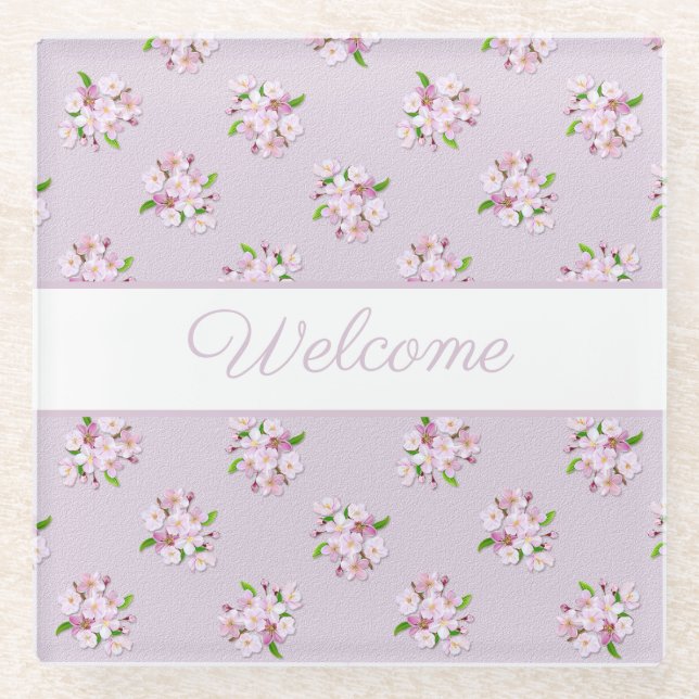 Retro Blumenmuster Glasuntersetzer (Vorderseite)