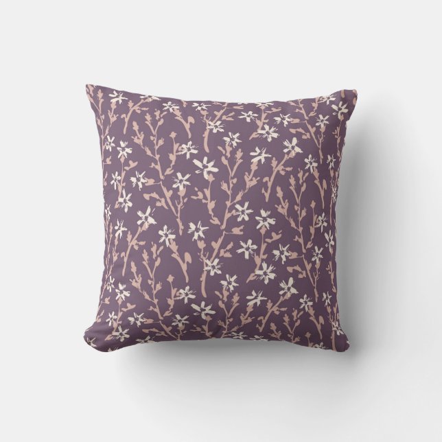 Retro Blumenmuster im boho Stil. Japanische Sakura Kissen (Vorderseite)
