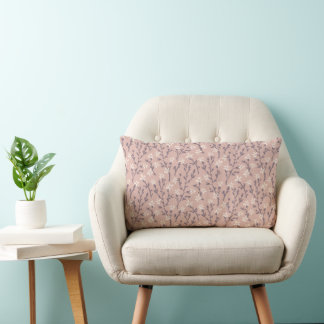 Retro-Blumenmuster im Boho-Stil. Rosa Sakura. Lendenkissen