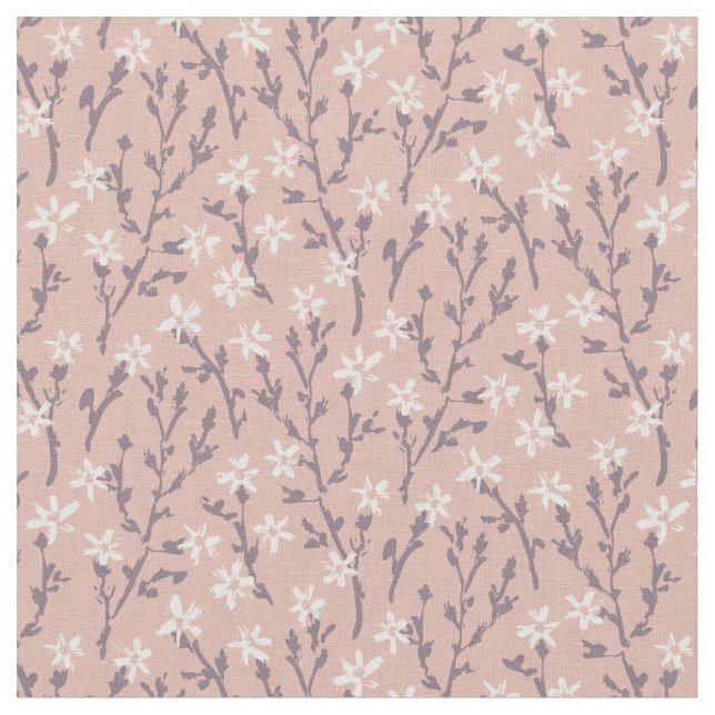 Retro Blumenmuster im boho Stil. Rosa Sakura. Stoff (Nahaufnahme)