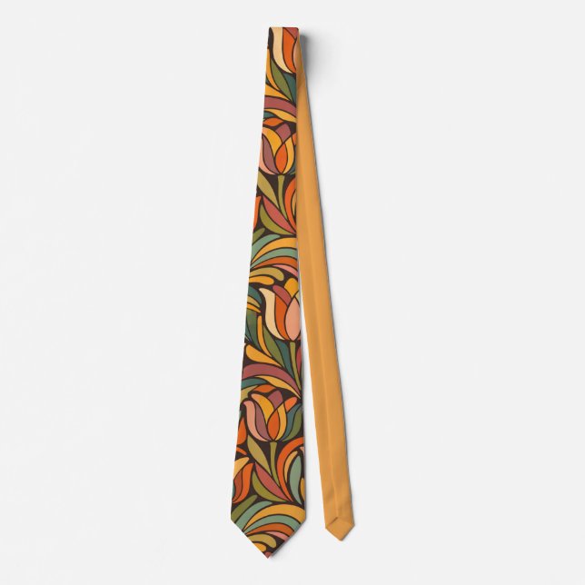 Retro-Blumenmuster im Jugendstil-Dekor Krawatte (Vorderseite)