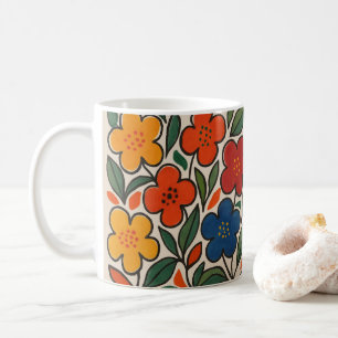 Retro-Blumenmuster im Stil der 1960er Jahre Kaffeetasse