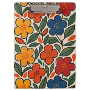 Retro-Blumenmuster im Stil der 1960er Jahre Klemmbrett
