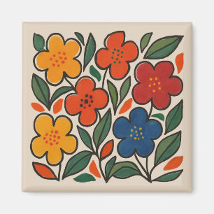 Retro-Blumenmuster im Stil der 1960er Jahre Magnet