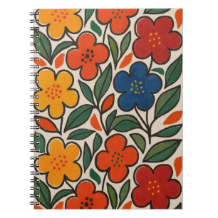 Retro-Blumenmuster im Stil der 1960er Jahre Notizblock